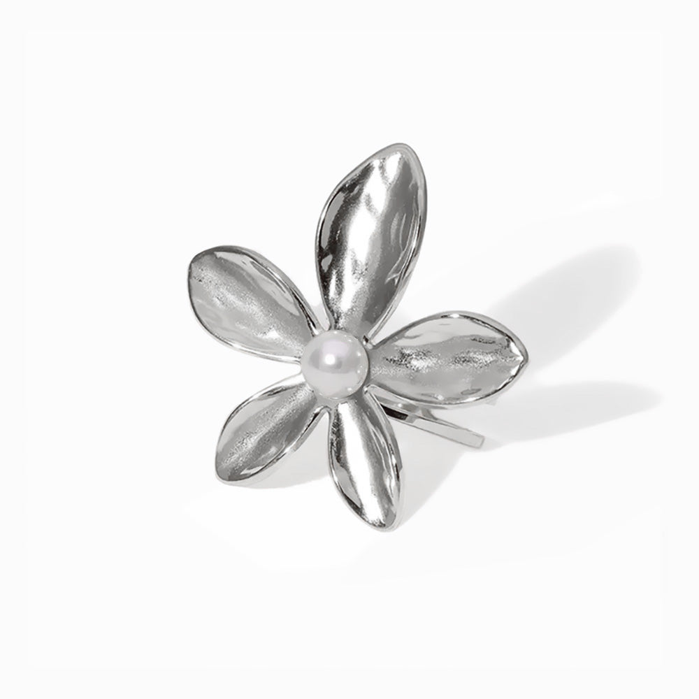 Anel Flor em Aço Inoxidável