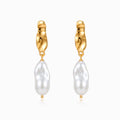 Brincos com Pérolas Barrocas 51x9mm em Aço Inoxidável