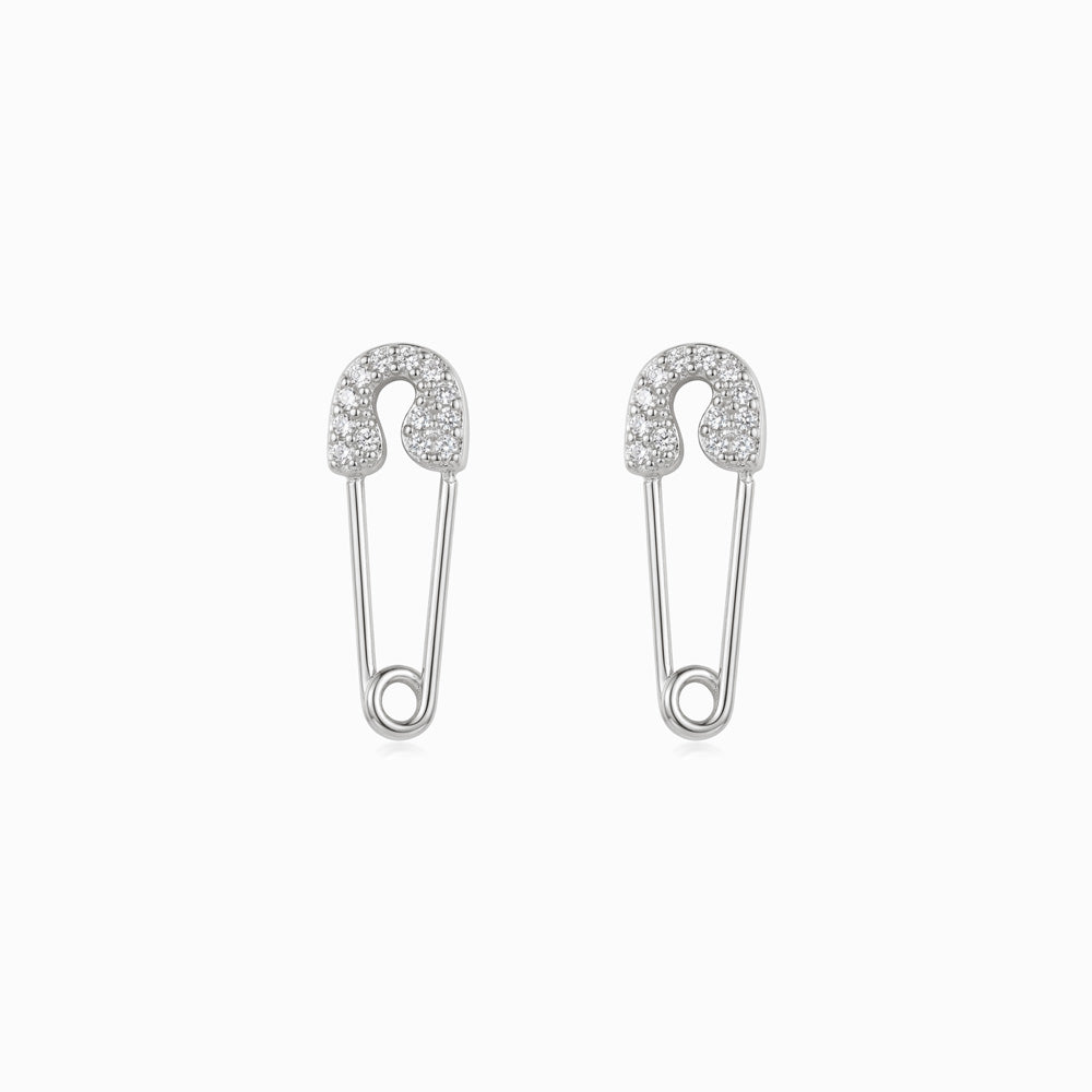 Brincos Alfinete com Brilhantes em Aço Inoxidável 18x7mm