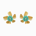 Brincos Flor com Cristal em Aço Inoxidável 33x33mm