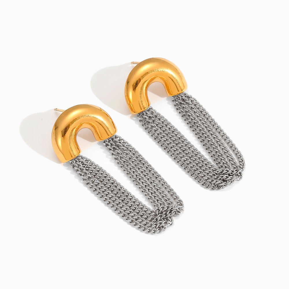 Brincos Franja em Aço Inoxidável 45x18mm