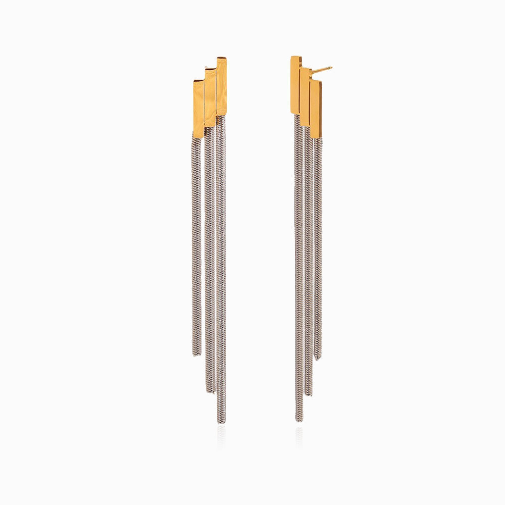 Brincos Franja em Aço Inoxidável 82x24mm