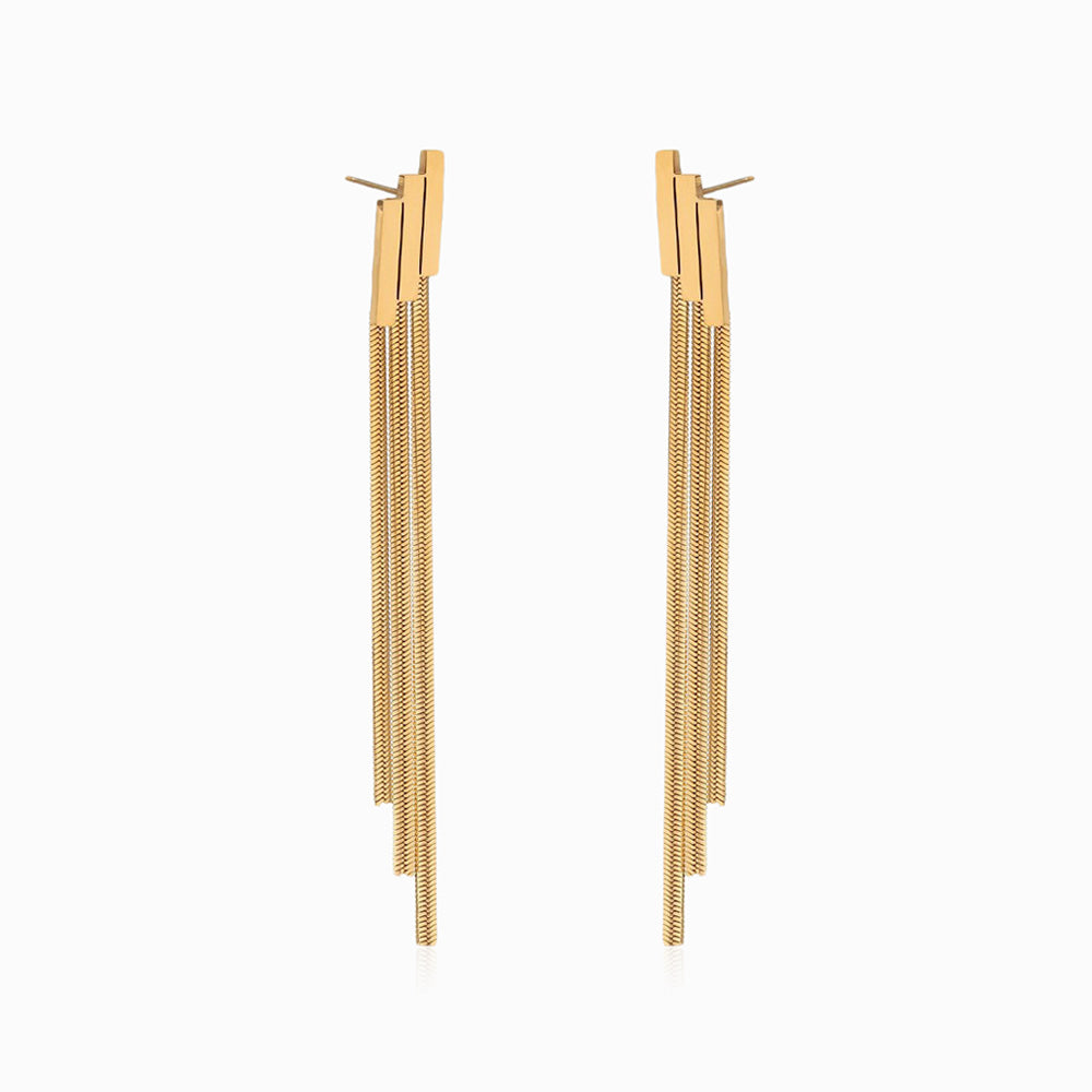 Brincos Franja em Aço Inoxidável 82x24mm