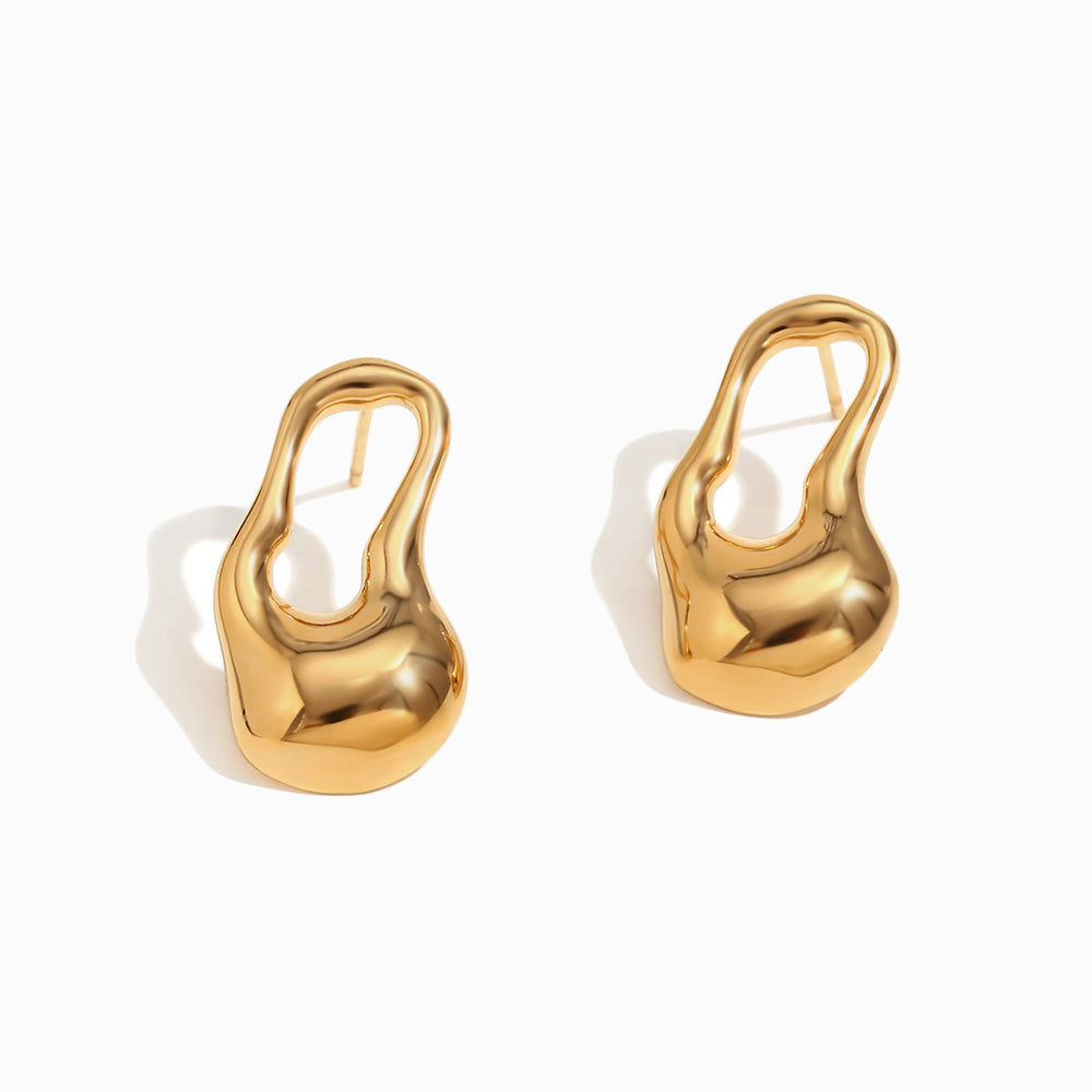 Brincos Geométricos em Aço Inoxidável 25x14mm
