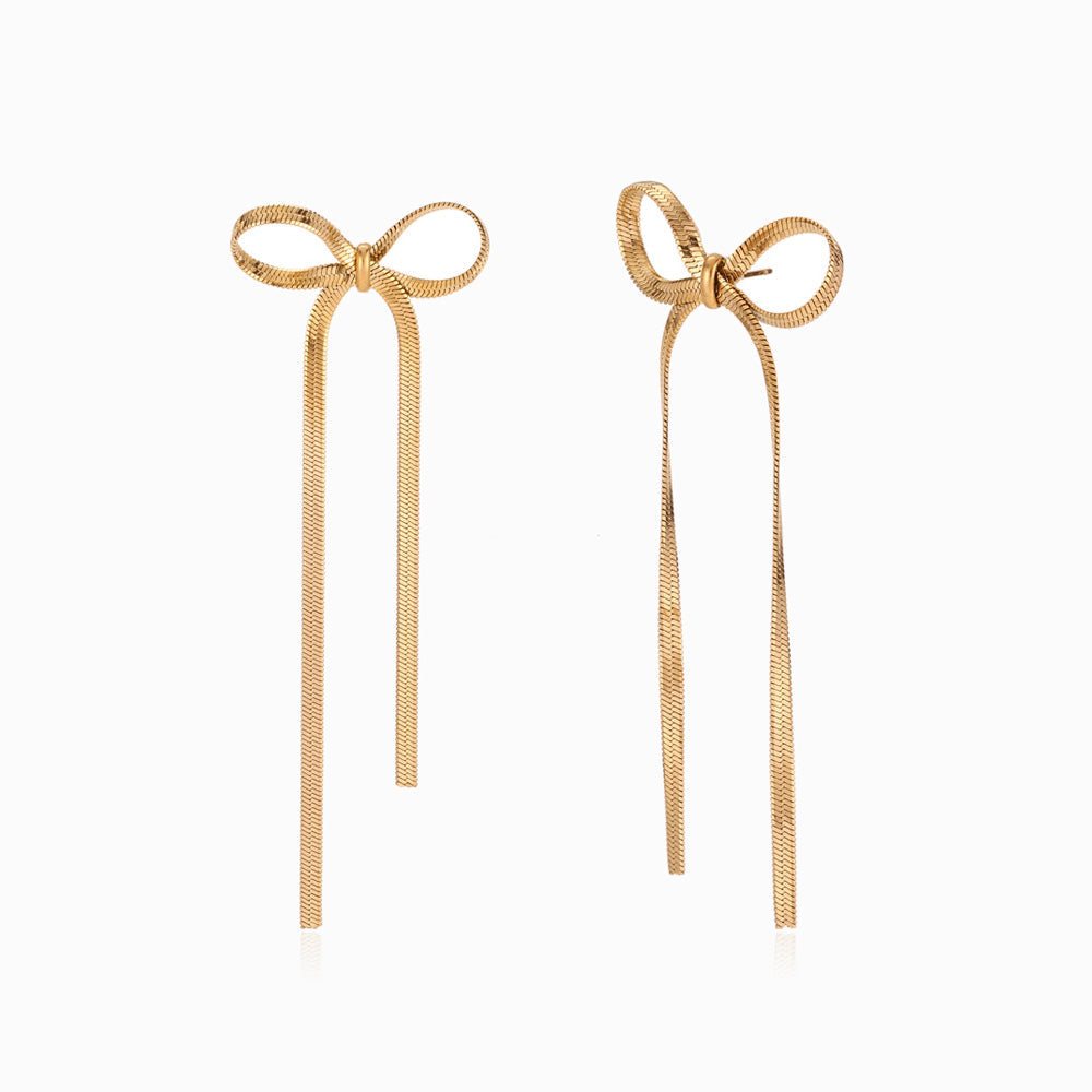 Brincos Laço em Aço Inoxidável 74x33mm