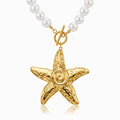 Colar Estrela do Mar em Pérola Sintética e Aço Inoxidável