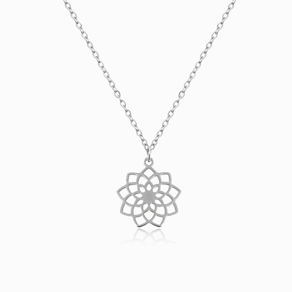 Colar Flor de Lótus em Aço Inoxidável