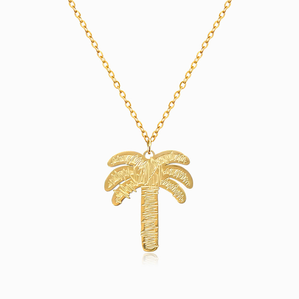 Colar Palmeira em Aço Inoxidável - Estilo Tropical