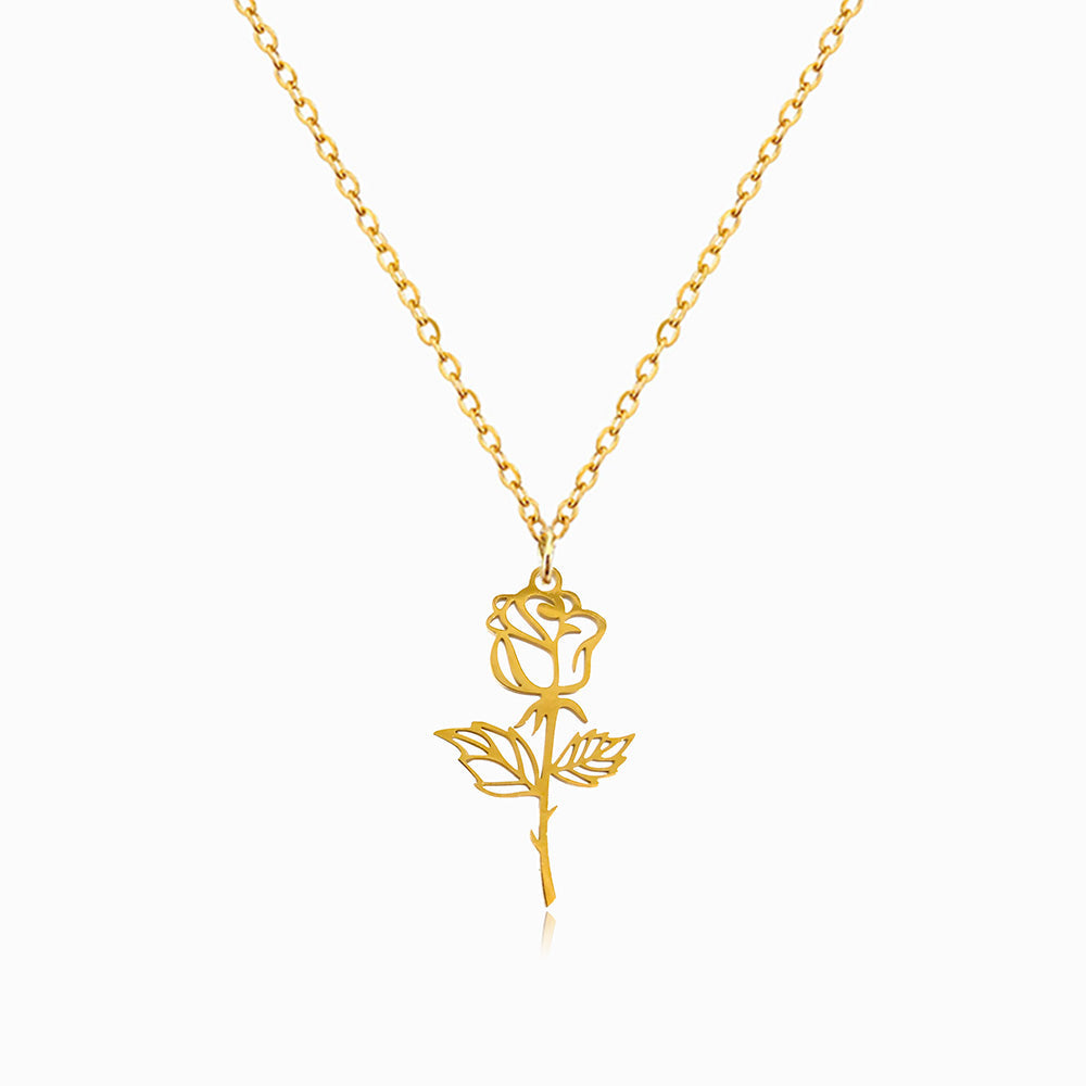 Colar com Rosa em Aço Inoxidável