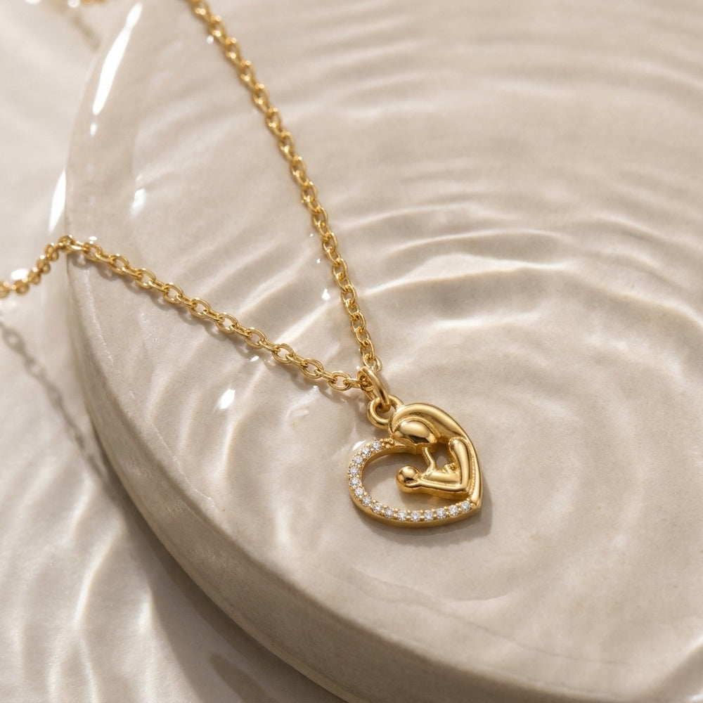 Colar Amor de Mãe com Brilhantes em Aço Inoxidável