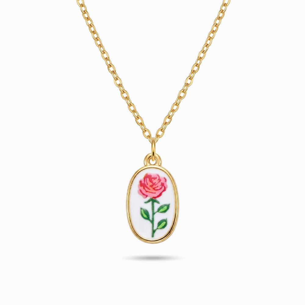 Colar Rosa em Aço Inoxidável