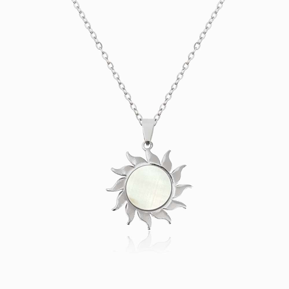 Colar Sol com em Aço Inoxidável e Madrepérola
