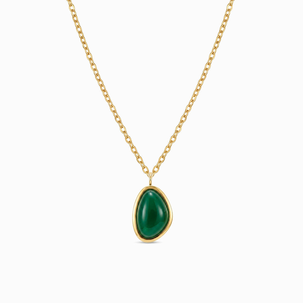 Colar com Esmeralda em Aço Inoxidável