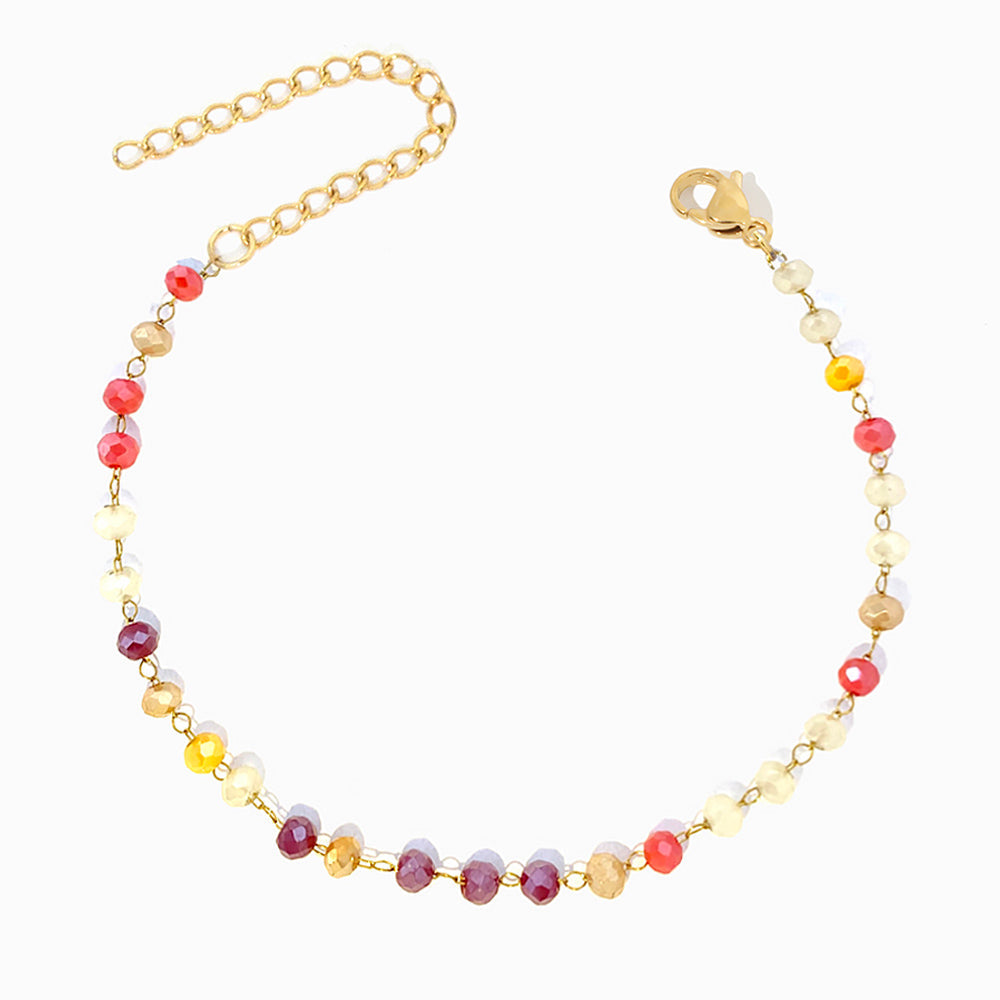 Pulseira de Pé com Cristal Mix em Aço Inoxidável