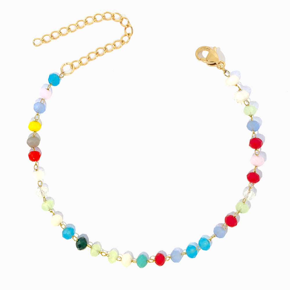 Pulseira com Cristal Mix em Aço Inoxidável