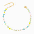 Pulseira de Pé com Cristal Mix em Aço Inoxidável