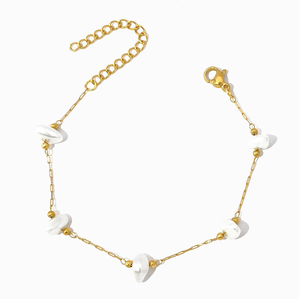 Pulseira com Pérolas Barrocas em Aço Inoxidável