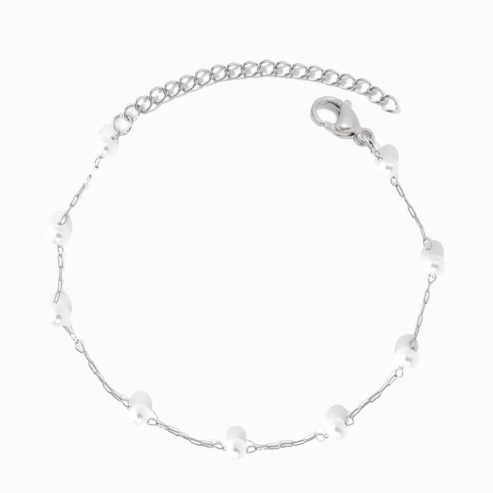 Pulseira com Pérolas em Aço Inoxidável
