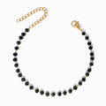 Pulseira de Pé com Cristal Preto em Aço Inoxidável