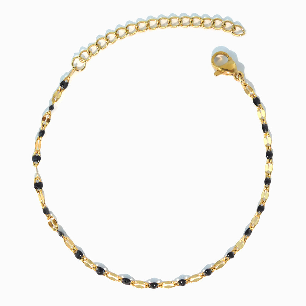 Pulseira de Pé Minimalista em Aço Inoxidável e Esmalte