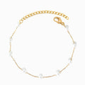 Pulseira de Pé com Pérolas em Aço Inoxidável