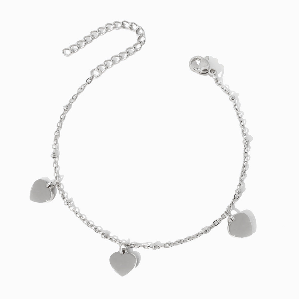 Pulseira Minimalista com Corações em Aço Inoxidável