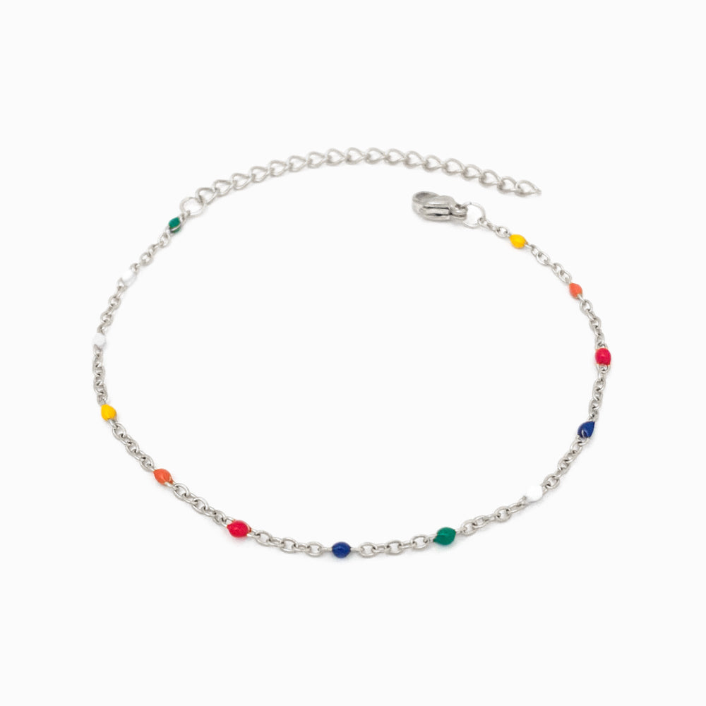 Pulseira de Pé Colorida em Aço Inoxidável