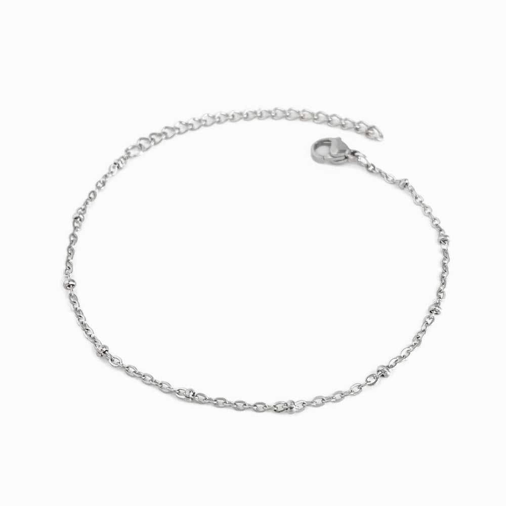 Pulseira de Pé com Bolinhas em Aço Inoxidável