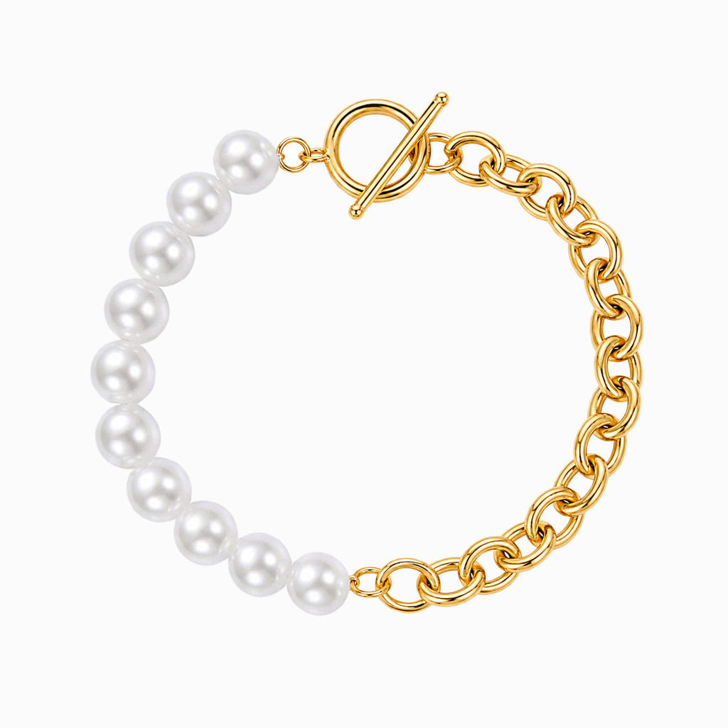 Pulseira com Pérolas em Aço Inoxidável